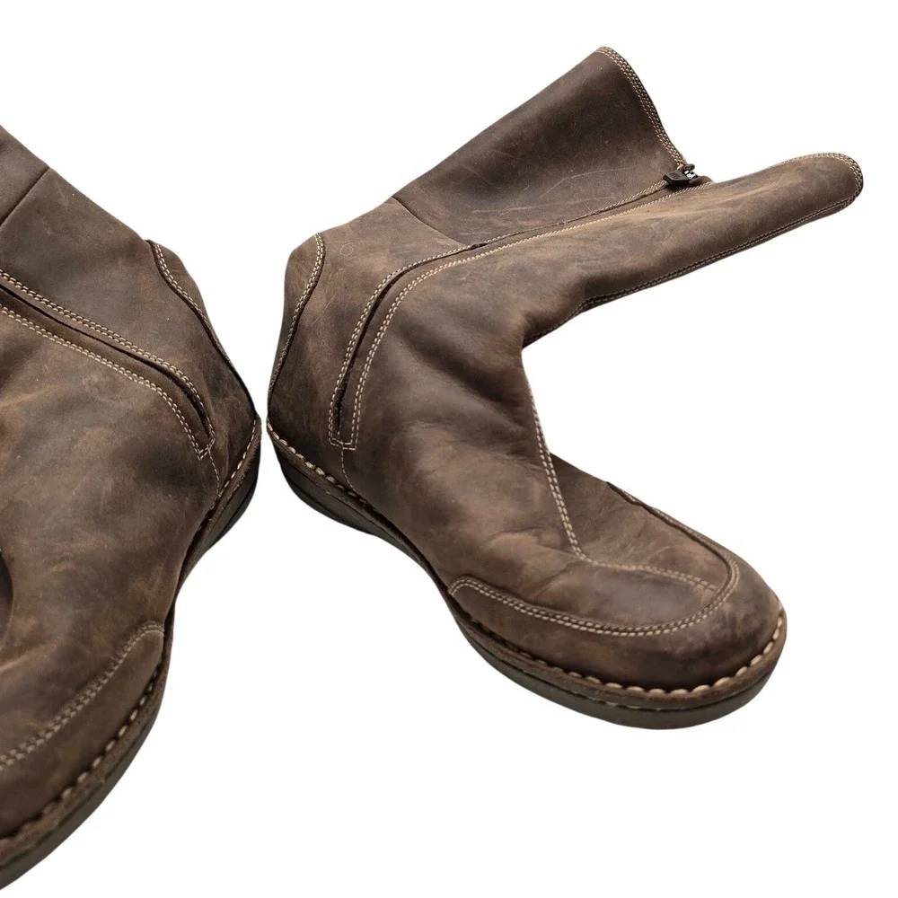 Teva Leather Shearling Lined Mid Calf Boots Brown Button‎ Gorpcore Womens 9